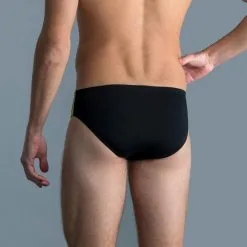 Bañador Hombre Natación Arena Slip Negro Amarillo -tienda de equipos de fitness baador hombre natacion arena slip negro amarillo 1