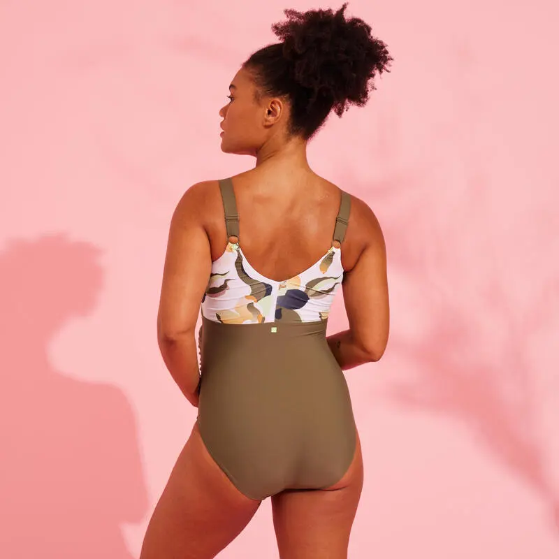 Nabaiji Bañador Premamá Aquagym/Natación Aya Mujer Caqui Blanco 6 Nabaiji Bañador Premamá Aquagym/Natación Aya Mujer Caqui Blanco - Imagen 4