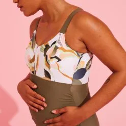 Nabaiji Bañador Premamá Aquagym/Natación Aya Mujer Caqui Blanco 11 Nabaiji Bañador Premamá Aquagym/Natación Aya Mujer Caqui Blanco -tienda de equipos de fitness baador premama aquagymnatacion aya mujer caqui blanco 4