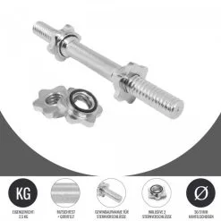 Barra De Mancuernas Gorilla Sports Cromada De 35 Cm Diámetro 30/31mm -tienda de equipos de fitness barra de mancuernas gorilla sports cromada de 35 cm diametro 3031mm 4