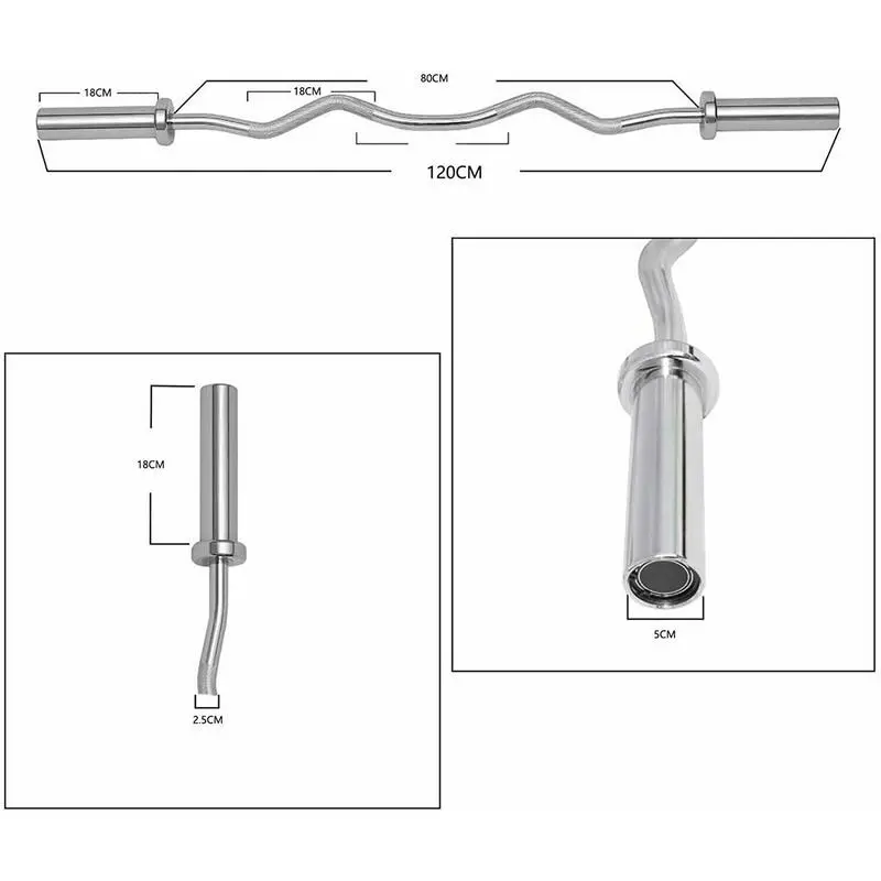 OZIO FITNESS Barra Pesas Curl Z Fitness 6.5 Kg - 120 Cm - 50 Mm Cromada Alta Carga 4 OZIO FITNESS Barra Pesas Curl Z Fitness 6.5 Kg - 120 Cm - 50 Mm Cromada Alta Carga - Imagen 2