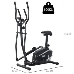 Bicicleta Elíptica Fitness HOMCOM Acero ABS 103x62x151 Cm Negro 7 Bicicleta Elíptica Fitness HOMCOM Acero ABS 103x62x151 Cm Negro -tienda de equipos de fitness bicicleta eliptica fitness homcom acero abs 103x62x151 cm negro 2