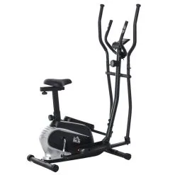 Bicicleta Elíptica Fitness HOMCOM Acero ABS 103x62x151 Cm Negro