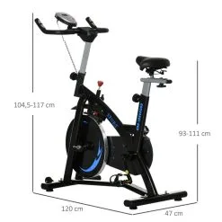 Bicicleta Estática Con Volante Inercia 10 Kg HOMCOM 47x120x117 Cm Azul -tienda de equipos de fitness bicicleta estatica con volante inercia 10 kg homcom 47x120x117 cm azul 2