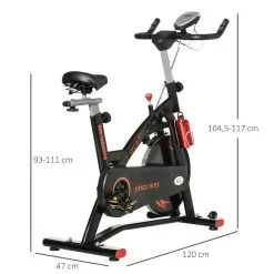 Bicicleta Estática Con Volante Inercia 10 Kg HOMCOM 47x120x117 Cm Rojo -tienda de equipos de fitness bicicleta estatica con volante inercia 10 kg homcom 47x120x117 cm rojo 2