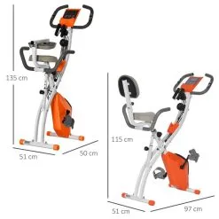 Bicicleta Estática Plegable HOMCOM Acero ABS PVC 97x51x115cm,Naranja -tienda de equipos de fitness bicicleta estatica plegable homcom acero abs pvc 97x51x115cmnaranja 2