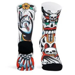 PACIFIC And CO Calcetin Running Con Tejido Coolmax Unisex Skull, Sublimado Multicolor