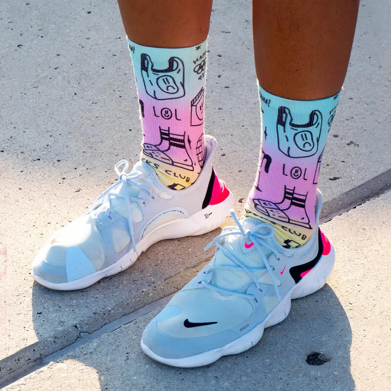 PACIFIC And CO Calcetin Running Con Tejido Coolmax Unisex Smile Club, Sublimado Multicolor 4 PACIFIC And CO Calcetin Running Con Tejido Coolmax Unisex Smile Club, Sublimado Multicolor - Imagen 2