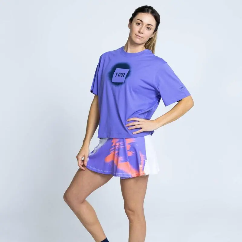 THE RUNNING REPUBLIC Camiseta De Manga Corta De Algodón Y Poliéster Reciclado De Mujer TRR Púrpura 3 THE RUNNING REPUBLIC Camiseta De Manga Corta De Algodón Y Poliéster Reciclado De Mujer TRR Púrpura