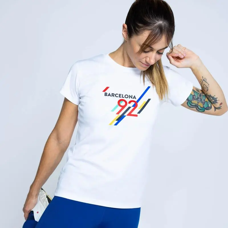 THE RUNNING REPUBLIC Camiseta De Manga Corta De Hilo SEAQUAL Barcelona 92 De Mujer TRR Blanca 4 THE RUNNING REPUBLIC Camiseta De Manga Corta De Hilo SEAQUAL Barcelona 92 De Mujer TRR Blanca - Imagen 2