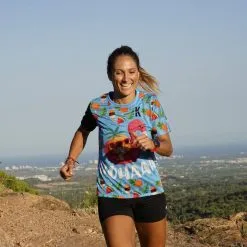 CAMISETA DE RUNNING #PINEAPPLE Para MUJER - KAMUABU Color AZUL 90grs -tienda de equipos de fitness camiseta de running pineapple para mujer kamuabu color azul 90grs 3