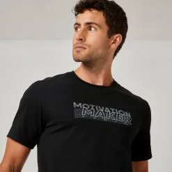 Domyos Camiseta Fitness Manga Corta Algodón Extensible Slim Hombre Negro 10 Domyos Camiseta Fitness Manga Corta Algodón Extensible Slim Hombre Negro -tienda de equipos de fitness camiseta fitness manga corta algodon extensible slim hombre negro 3