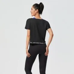 Camiseta Fitness Manga Corta Crop Top Mujer Domyos 520 Negro -tienda de equipos de fitness camiseta fitness manga corta crop top mujer domyos 520 negro 1