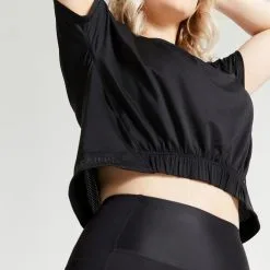 Camiseta Fitness Manga Corta Crop Top Mujer Domyos 520 Negro -tienda de equipos de fitness camiseta fitness manga corta crop top mujer domyos 520 negro 3