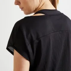 Camiseta Fitness Manga Corta Mujer Domyos 120 Negro -tienda de equipos de fitness camiseta fitness manga corta mujer domyos 120 negro 1