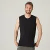 Camiseta Fitness Sin Mangas Cuello Redondo Algodón Hombre Domyos 500 Negro -tienda de equipos de fitness camiseta fitness sin mangas cuello redondo algodon hombre domyos 500 negro