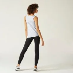 Camiseta Fitness Sin Mangas Tirantes 100% Algodón Mujer Domyos Blanco -tienda de equipos de fitness camiseta fitness sin mangas tirantes 100 algodon mujer domyos blanco 2