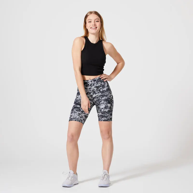 Domyos Camiseta Fitness Tirantes Crop Top Canalé 520 Mujer Negro 5 Domyos Camiseta Fitness Tirantes Crop Top Canalé 520 Mujer Negro - Imagen 3