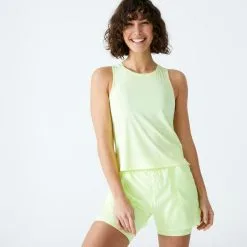 Camiseta Fitness Sin Mangas Tirantes Holgada Mujer Domyos Blanco -tienda de equipos de fitness camiseta fitness tirantes holgada mujer domyos 520 amarillo