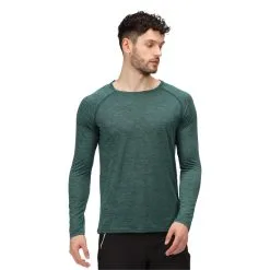 Regatta Camiseta Jaspeada Burlow Manga Larga Hombres Verde Pacífico -tienda de equipos de fitness camiseta jaspeada burlow manga larga hombres verde pacifico 2