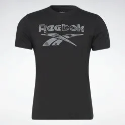 Camiseta Manga Corta Algodón Hombre Reebok Identity Big Logo Negro -tienda de equipos de fitness camiseta manga corta algodon hombre reebok identity big logo negro 1
