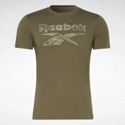 Camiseta Manga Corta Algodón Hombre Reebok Identity Big Logo Verde -tienda de equipos de fitness camiseta manga corta algodon hombre reebok identity big logo verde 1