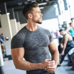 Domyos CAMISETA MANGA CORTA CROSS TRAINING MUSCULACIÓN HOMBRE COMPRESIÓN GRIS -tienda de equipos de fitness camiseta manga corta cross training musculacion hombre compresion gris 4