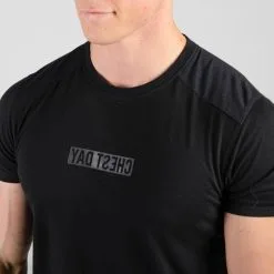 Camiseta Manga Corta Hombre Musculación Domyos Chest Day Negra -tienda de equipos de fitness camiseta manga corta hombre musculacion domyos chest day negra 2