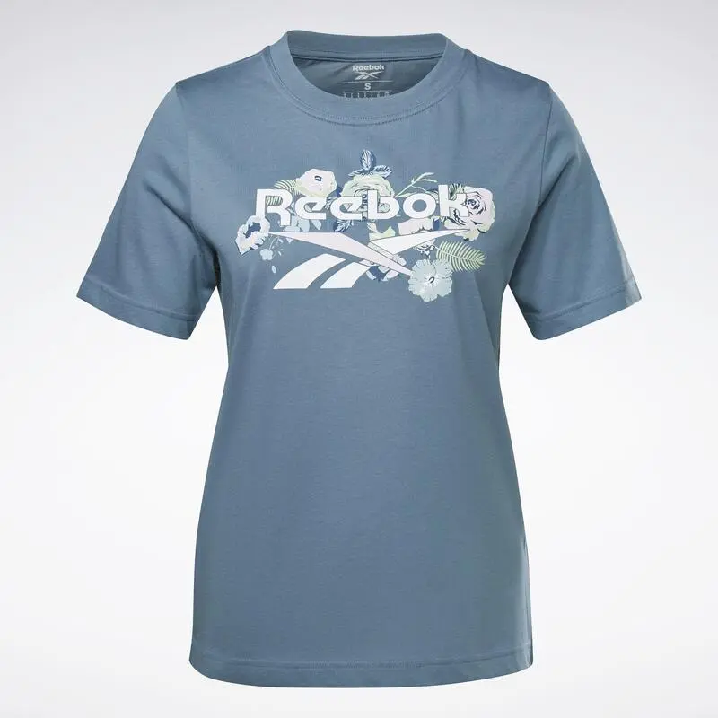 Camiseta Manga Corta Mujer Reebok Identity Floral Azul 4 Camiseta Manga Corta Mujer Reebok Identity Floral Azul - Imagen 2