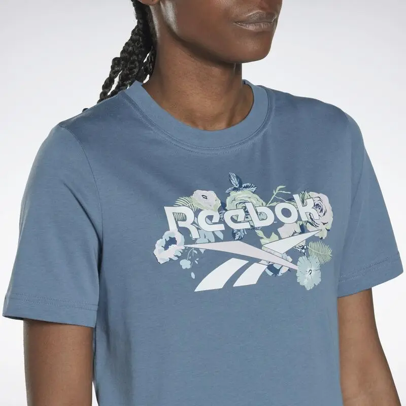 Camiseta Manga Corta Mujer Reebok Identity Floral Azul 7 Camiseta Manga Corta Mujer Reebok Identity Floral Azul - Imagen 5