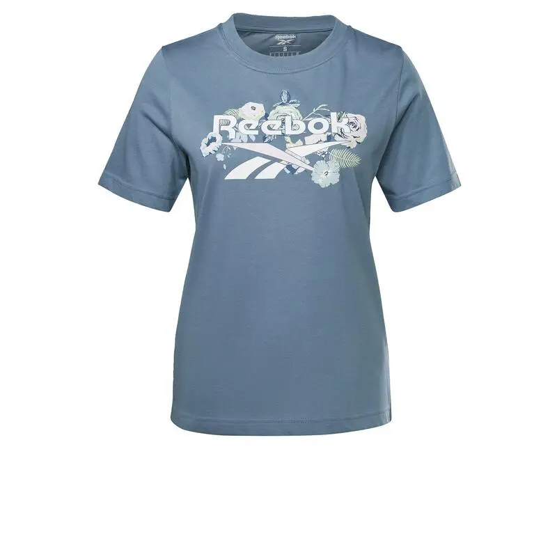 Camiseta Manga Corta Mujer Reebok Identity Floral Azul 3 Camiseta Manga Corta Mujer Reebok Identity Floral Azul