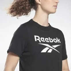 Camiseta Manga Corta Mujer Reebok Identity Negro -tienda de equipos de fitness camiseta manga corta mujer reebok identity negro 9