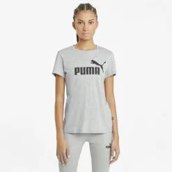 Camiseta Mujer PUMA Essentials Logo Gris -tienda de equipos de fitness camiseta mujer puma essentials logo gris 1