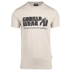 Camiseta Musculación Manga Corta Hombre GORILLA WEAR Classic Beige -tienda de equipos de fitness camiseta musculacion manga corta hombre gorilla wear classic beige 4