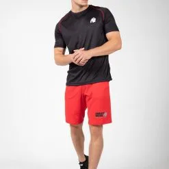 Camiseta Musculación Manga Corta Hombre GORILLA WEAR Performance Negro Rojo -tienda de equipos de fitness camiseta musculacion manga corta hombre gorilla wear performance negro rojo 7