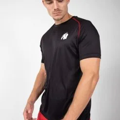 Camiseta Musculación Manga Corta Hombre GORILLA WEAR Performance Negro Rojo -tienda de equipos de fitness camiseta musculacion manga corta hombre gorilla wear performance negro rojo 8