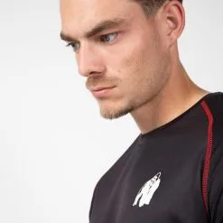 Camiseta Musculación Manga Corta Hombre GORILLA WEAR Performance Negro Rojo -tienda de equipos de fitness camiseta musculacion manga corta hombre gorilla wear performance negro rojo 9