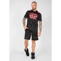 Camiseta Musculación Manga Corta Poliéster Hombre GORILLA WEAR Fresno Negro Rojo -tienda de equipos de fitness camiseta musculacion manga corta poliester hombre gorilla wear fresno negro rojo 2