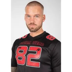 Camiseta Musculación Manga Corta Poliéster Hombre GORILLA WEAR Fresno Negro Rojo -tienda de equipos de fitness camiseta musculacion manga corta poliester hombre gorilla wear fresno negro rojo 4