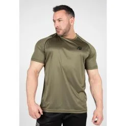 Camiseta Musculación Manga Corta Hombre GORILLA WEAR Performance Negro Rojo -tienda de equipos de fitness camiseta musculacion manga corta poliester hombre gorilla wear performance verde
