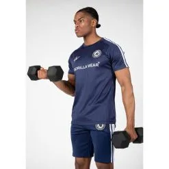 Camiseta Musculación Manga Corta Poliéster Hombre GORILLA WEAR Stratford Azul -tienda de equipos de fitness camiseta musculacion manga corta poliester hombre gorilla wear stratford azul 3