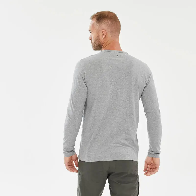 Quechua Camiseta NH100 ML Hombre - Gris Claro 7 Quechua Camiseta NH100 ML Hombre - Gris Claro - Imagen 5