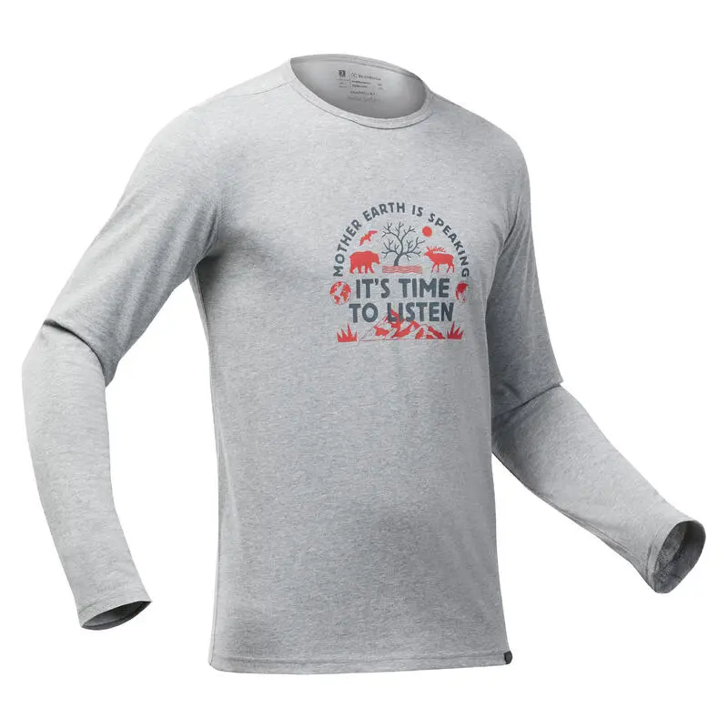 Quechua Camiseta NH100 ML Hombre - Gris Claro 3 Quechua Camiseta NH100 ML Hombre - Gris Claro
