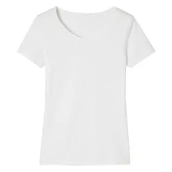 Domyos Camiseta Pilates Manga Corta Básica 100% Algodón Mujer Nyamba Blanco -tienda de equipos de fitness camiseta pilates manga corta basica 100 algodon mujer nyamba blanco 4