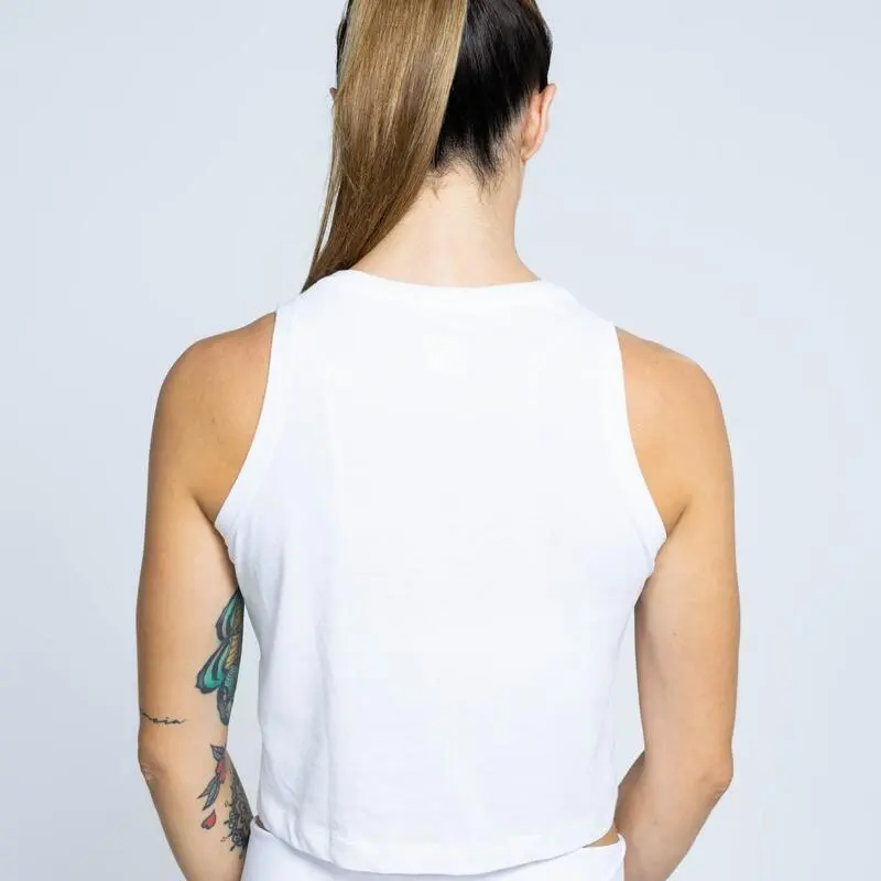 THE RUNNING REPUBLIC Camiseta Sin Mangas Ajustada Top De Poliéster Reciclado De Mujer TRR Blanca 4 THE RUNNING REPUBLIC Camiseta Sin Mangas Ajustada Top De Poliéster Reciclado De Mujer TRR Blanca - Imagen 2