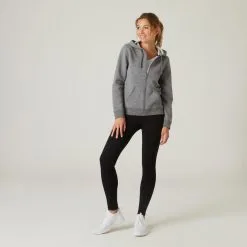 Chaqueta Fitness Con Capucha Mujer Domyos 500 Gris -tienda de equipos de fitness chaqueta fitness con capucha mujer domyos 500 gris 2
