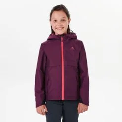 Chaqueta Impermeable De Montaña Trekking Niños 7-15 Años Quechua MH500 Violeta