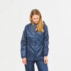 Chubasquero Impermeable De Montaña Y Trekking Mujer Quechua Raincut Azul -tienda de equipos de fitness chubasquero impermeable de montaa y trekking mujer quechua raincut