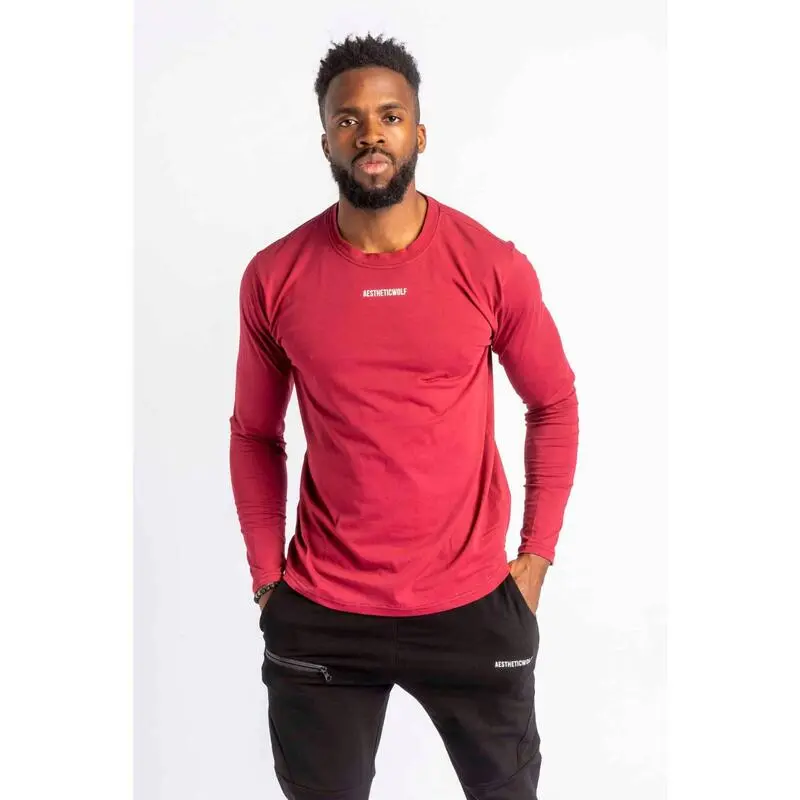 AESTHETIC WOLF Core Scoop Camisa De Manga Larga - Fitness - Hombre - Roja 3 AESTHETIC WOLF Core Scoop Camisa De Manga Larga - Fitness - Hombre - Roja
