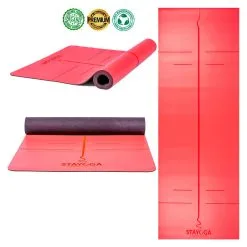 STAYOGA Esterilla De Yoga PU Pro Rojo - Lineas Posicionamento Y Alineación Orgánico -tienda de equipos de fitness esterilla de yoga pu pro rojo lineas posicionamento y alineacion organico 3